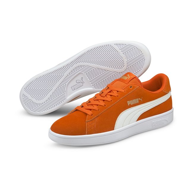 PUMA Smash v2 shoes, Colour: orange, white, gold, black, Material: Upper: leather, synthetic leather, Sole: rubber