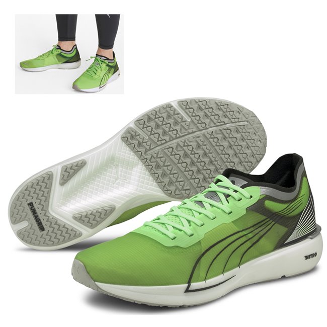 PUMA Liberate Nitro CoolAdapt shoes, Colour: green, silver, black, Material: Upper: fabric, mesh, Sole: rubber