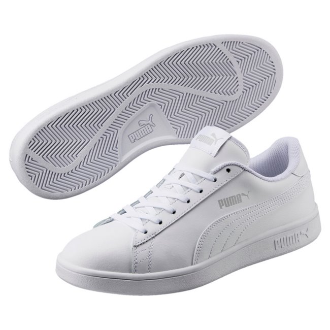 PUMA Smash v2 L, Color: white, Material: synthetic leather, leather, rubber