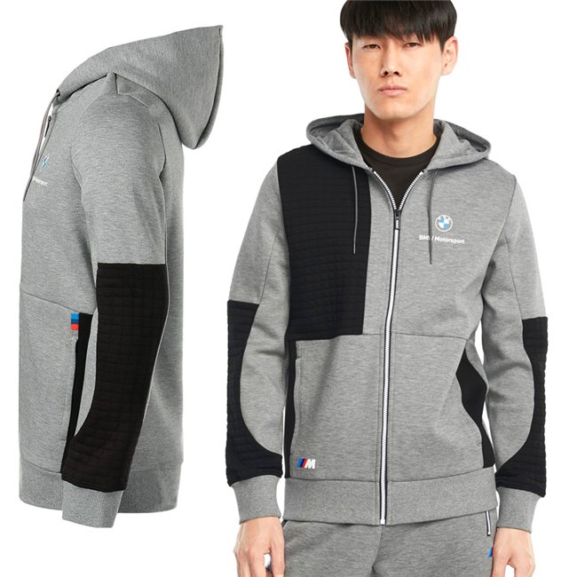 PUMA BMW MMS Full-Zip Hoodie, Color: gray, Material: cotton, polyester
