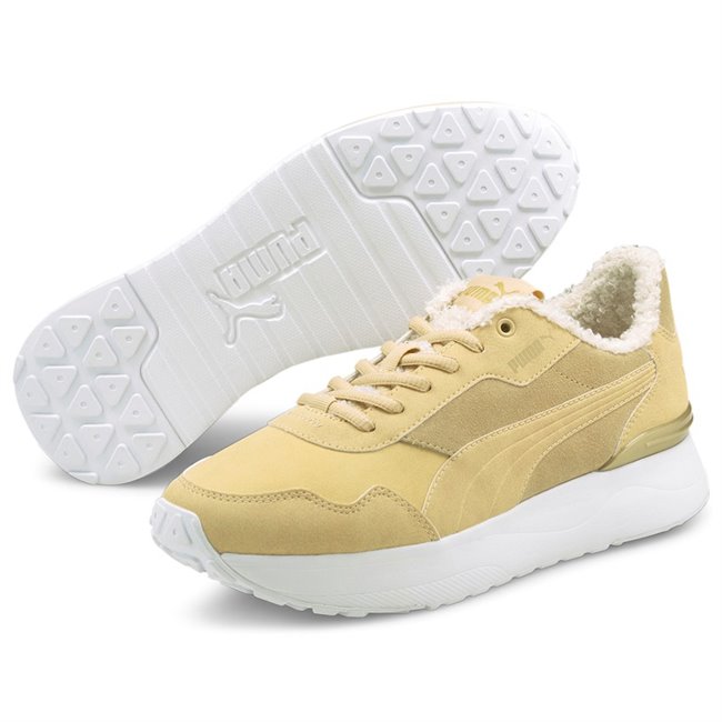 PUMA R78 Voyage Teddy WS Damen Winterstiefel, Farbe: beige, Material: Leder, Leder, Fell, Gummi