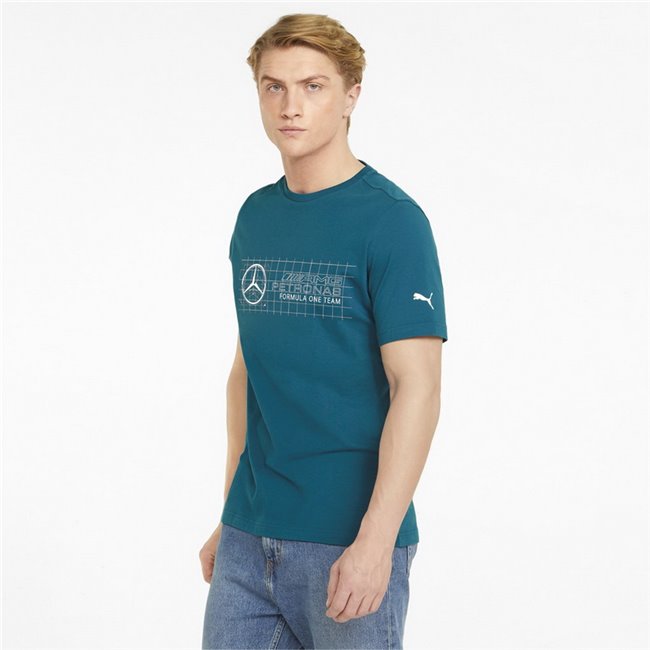 Mercedes MAPF1 Logo + Men's T-Shirt, Color: blue, Material: cotton