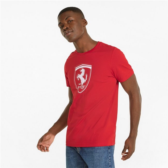 Ferrari Race tonal Big Shield Men's T-Shirt, Color: red, Material: cotton