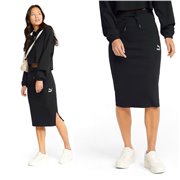 PUMA Classics Ribbed Midi Skirt skirt, Color: black, Material: viscose, polyester, elastane
