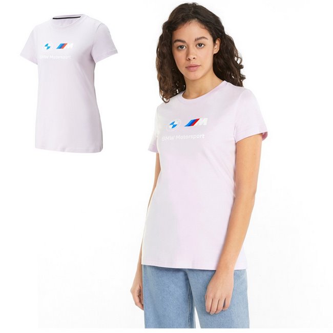 BMW MMS Wmn ESS Logo T-shirt pour femmes, Couleur: rose pâle, Materiel: coton