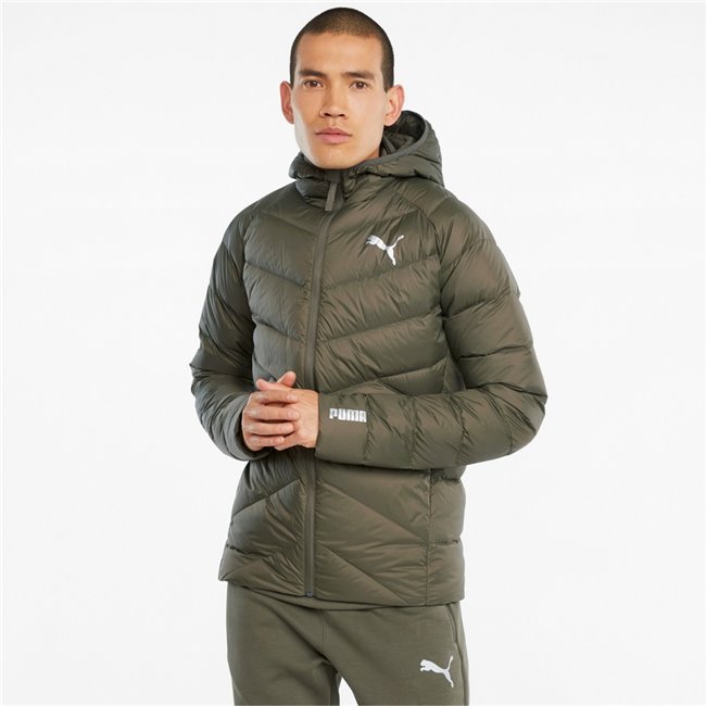 PUMA PWRWarm packLITE DOWN Jacket, Color: dark green, Material: polyester