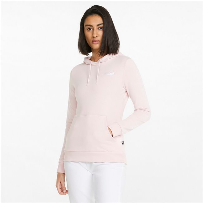 PUMA ESS+ Embroidery Hoodie TR women's sweatshirt, Color: pink, Material: cotton, polyester