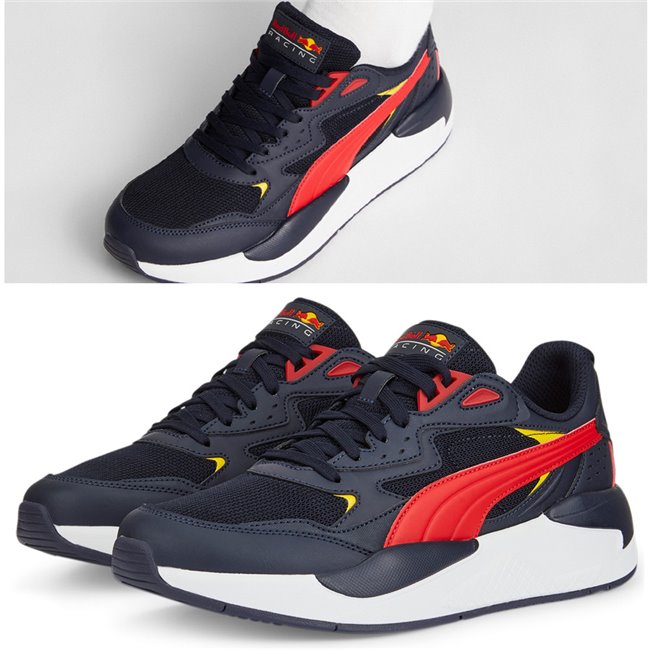 Red Bull RBR X, Ray Speed men's shoes, Color: dark blue, red, Material: Upper: synthetic leather, Sole: beige