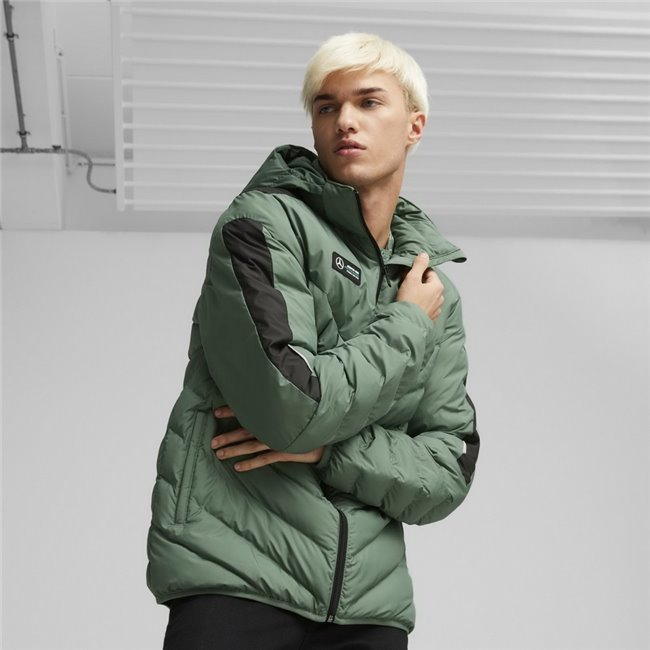 Mercedes MAPF1 MT7 EcoLite Dwn Jacket men's winter jacket, Color: dark green, Material: polyester
